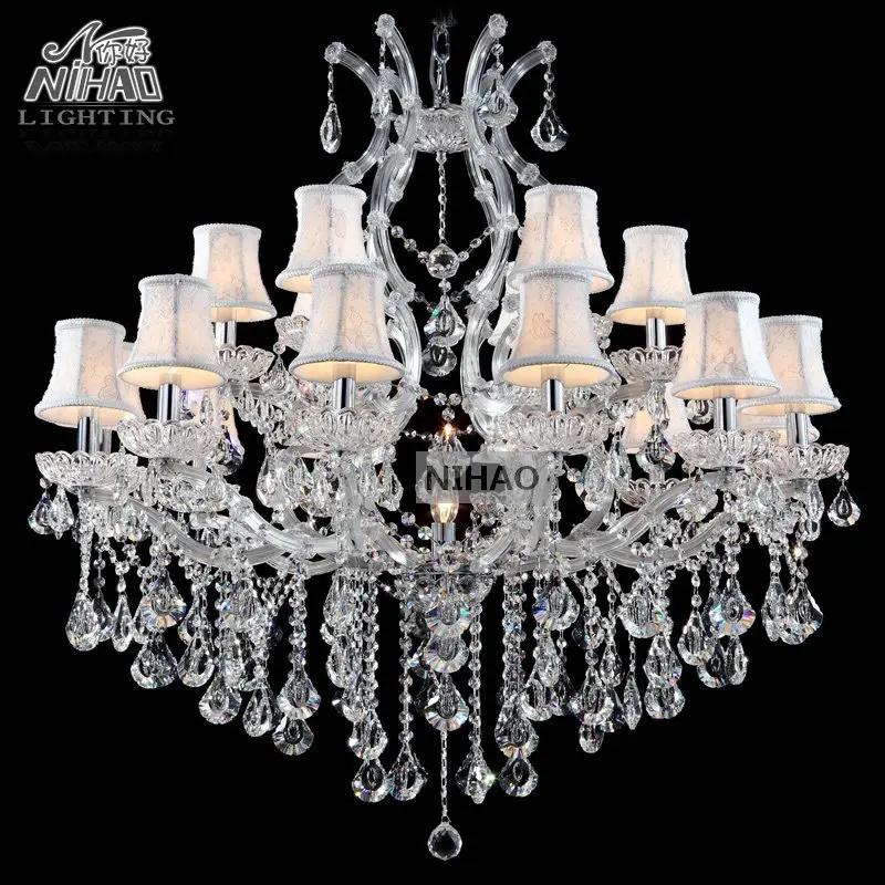 

Chandelier Light 18 Arms Clear Crystal Pendant Lamp Crystal Chandeliers Lustre for Foyer Maria Theresa Light Fixture with shade