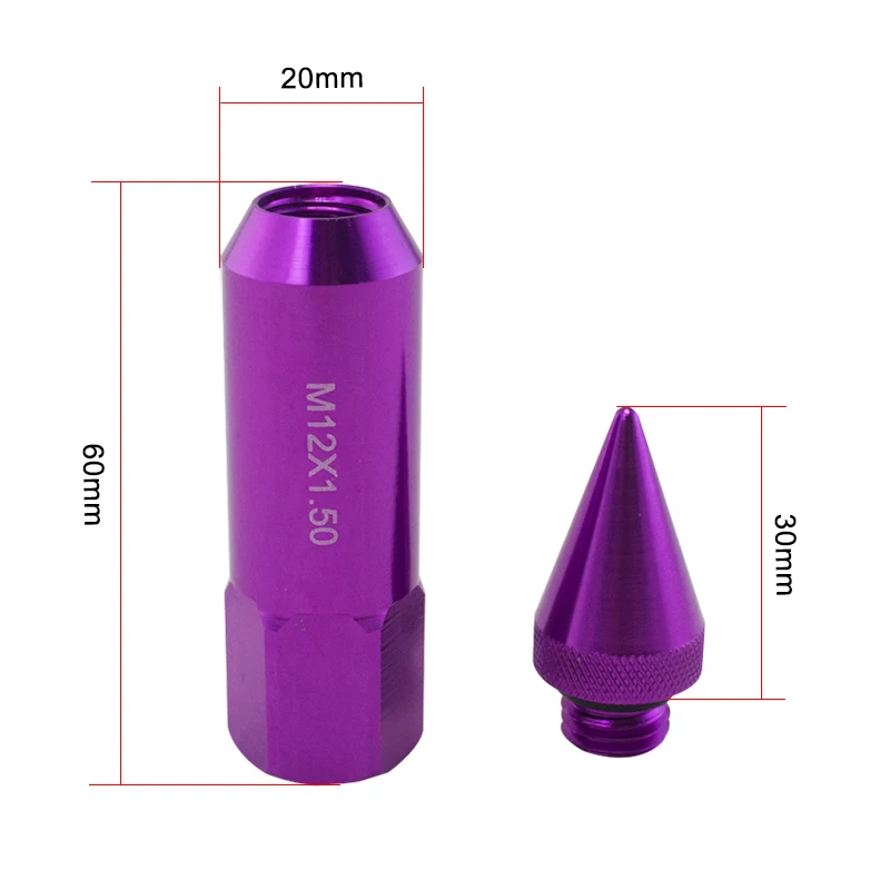 

PQY - 20PC 50MM M12X1.5 High Quality Aluminum Extended Tuner Wheels Rims Lug Nuts With Spike 20PCS PQY-ELBN1215