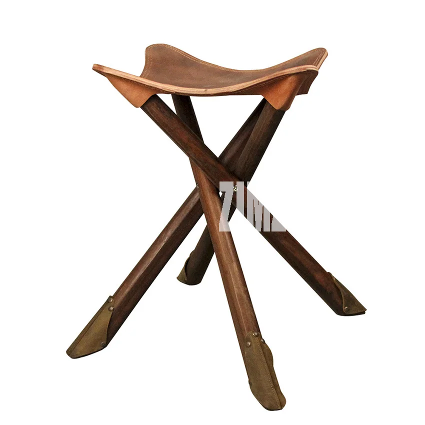 Портативный складной деревянный стул ручной работы в стиле ретро для рыбалки