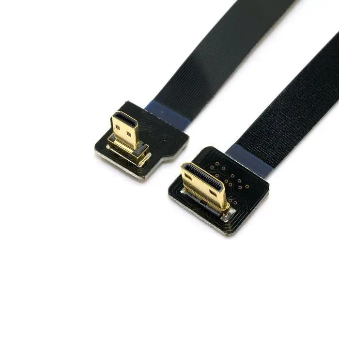 Плоский кабель 90 градусов вверх под углом FPV Micro HDMI штекер мини лента FPC 30 см|micro