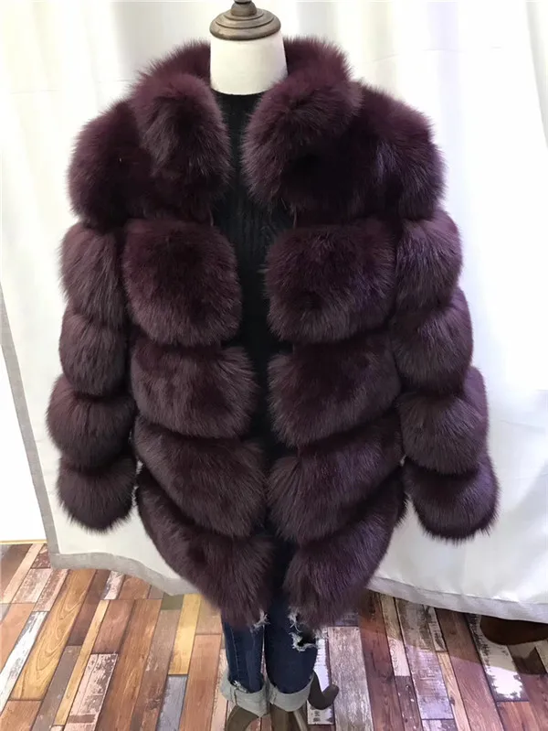 Purple Пальто из натурального меха, зимняя куртка, одежда из натуральной лисы,, модная,, Полный Пелт, Женское пальто из натурального Лисьего меха, зимнее пальто для женщин - Цвет: Purple