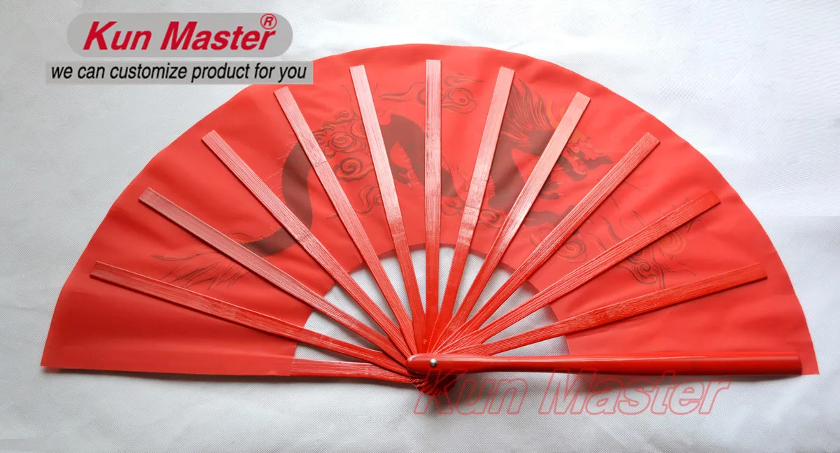 Кун мастер 34 см Бамбук Красный Дракон Китайский кунг фу Тай чи вентилятор Стиль
