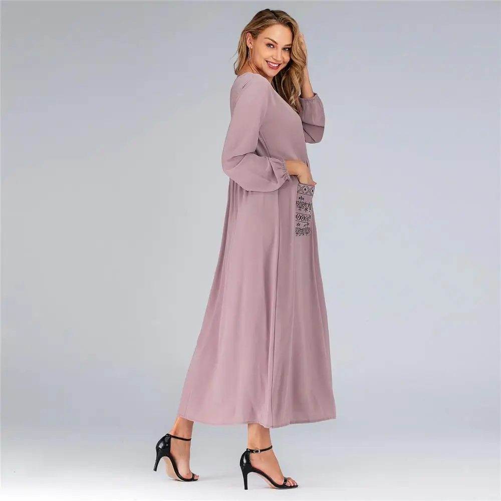 Женское платье в мусульманском стиле женское макси с вышивкой повседневное