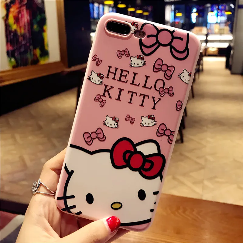 Цвет Экран пленка+ чехол для iPhone 7 8 plus/7 Plus с рисунком KT cat закаленное Стекло для iPhone 6 S plus Мягкий чехол мультяшный протектор экрана
