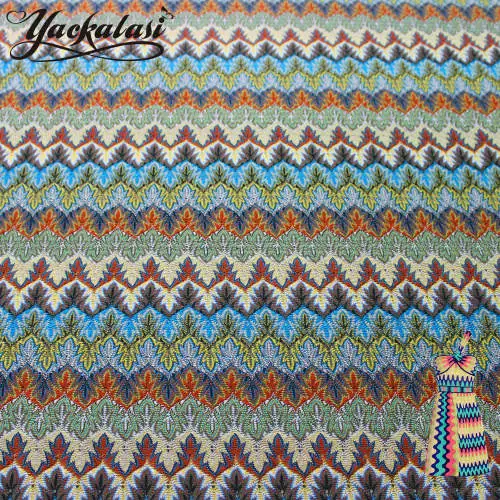 See Color YACKALASI Zig Zag Вязаные кружевные ткани 1 метр для платья волнистые полосатые крючком сетчатые ткани Diy модная ткань кленовый лист 150 см в ширину - Цвет: See Color