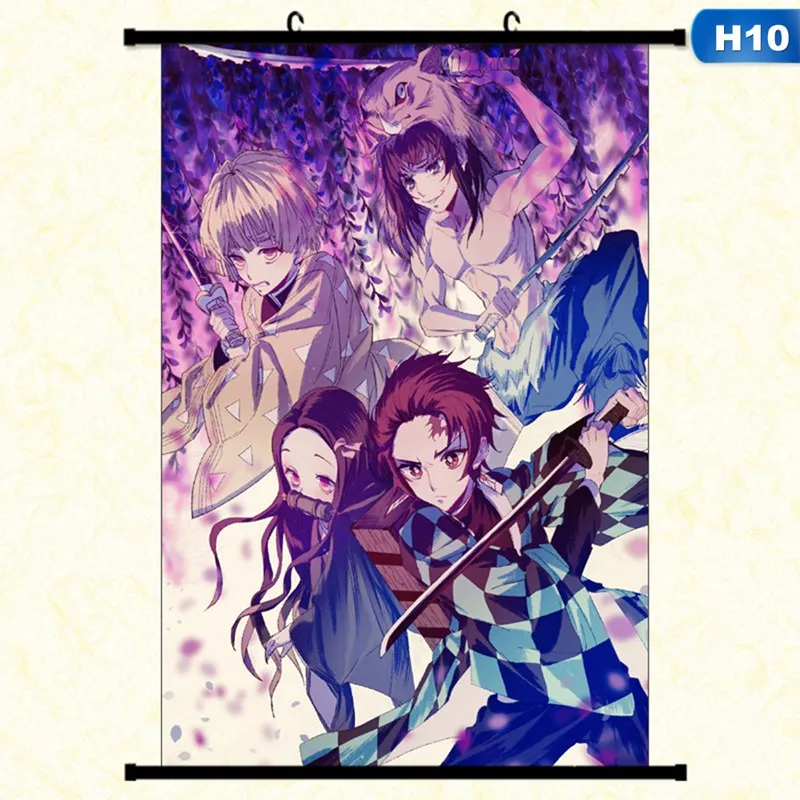 Японское аниме Demon Slayer: Kimetsu No Yaiba Kamado Tanjirou Kamado Nezuko настенный свиток плакат Настенные подвесные плакаты домашний декор