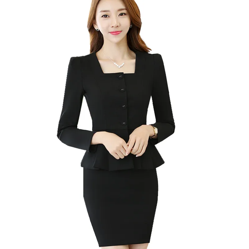 Женский офисный юбочный костюм, костюм Tailleur для женщин, 2 предмета: форменный пиджак+ юбка, юбочный женский официальный деловой костюм для профессионалов, ow0415
