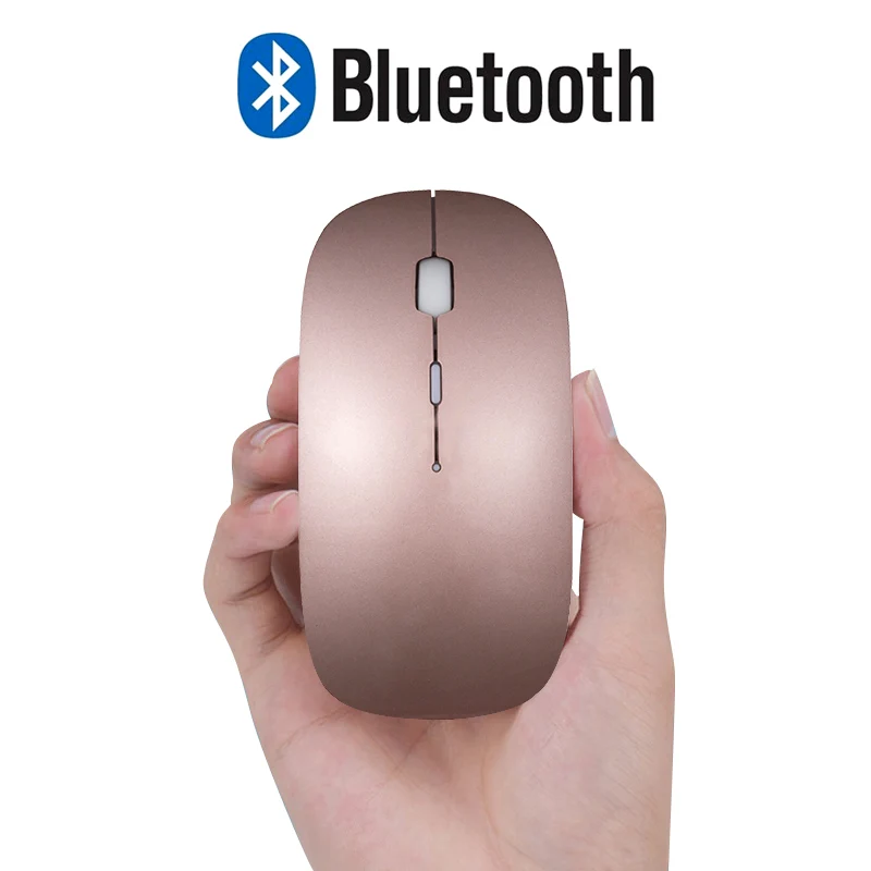 Новая Милая Мини женская розовая Беспроводная перезаряжаемая мышь Bluetooth, для Mac Win 8/10 OS, планшеты для ноутбуков, оптические бесшумные мыши для девочек - Цвет: Rose Gold Mouse
