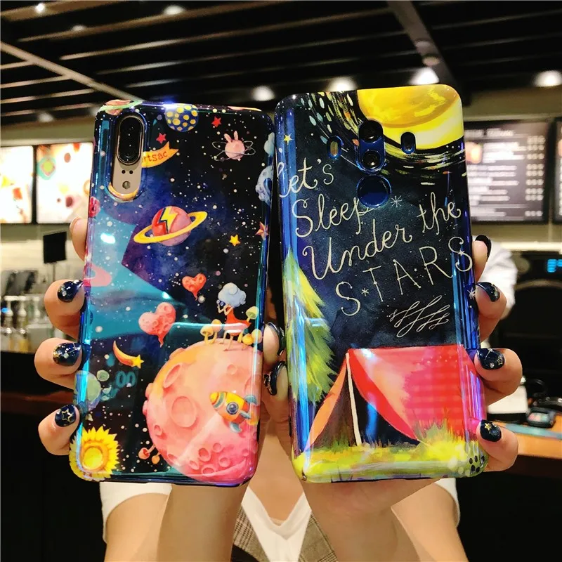 YHBBCASES Blu-ray Phone Case For Huawei P20 Pro Honor 10 Mete Nova 2S Cases Cartoon Ear Starry Interstellar Soft Cover |