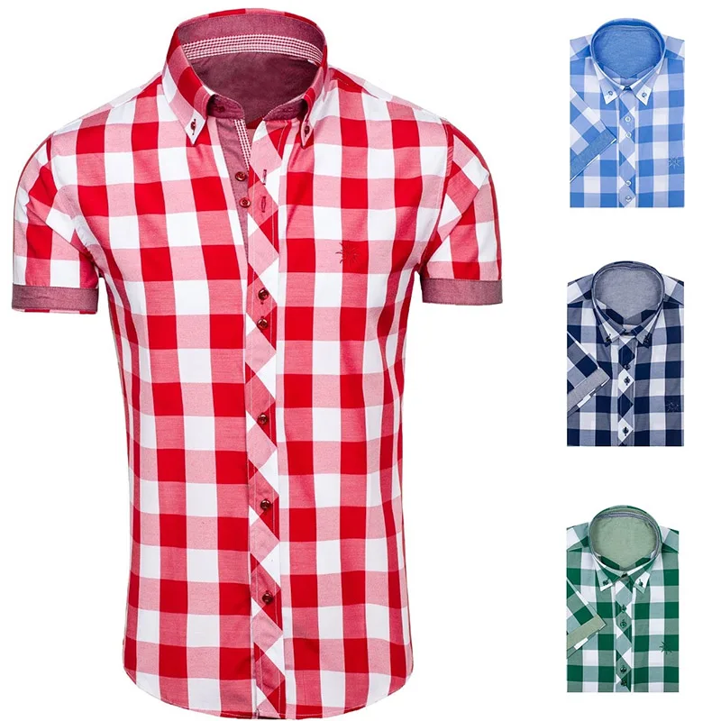 

Zogaa 2018 New Korean fashion Polka dot stitiching shirt men's short sleeve shirt Smart Casual Turn-down Collar Broadcloth Shirt