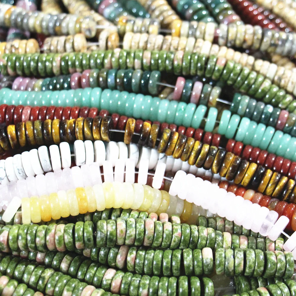 Лидер продаж 2018 модные плоские круглые бусины из натурального камня для