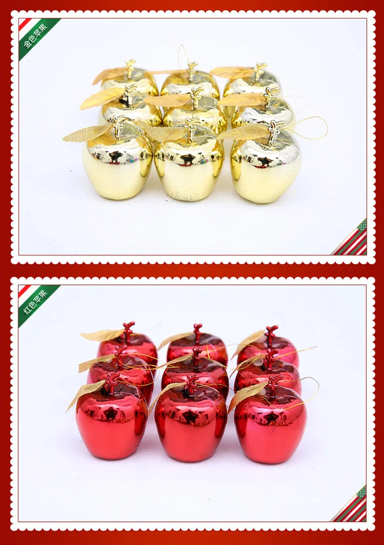 Позолоченный Рождественский кулон с яблоком подвеска рождественской елкой 12 шт.