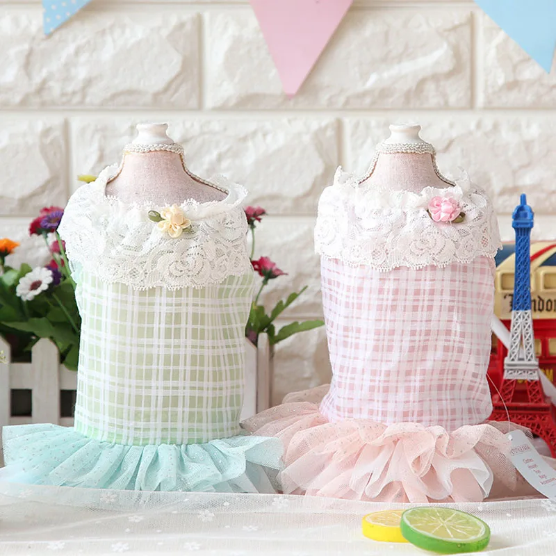 Клетчатый полиэстер костюм для животного летняя дышащая одежда собак Свадебная