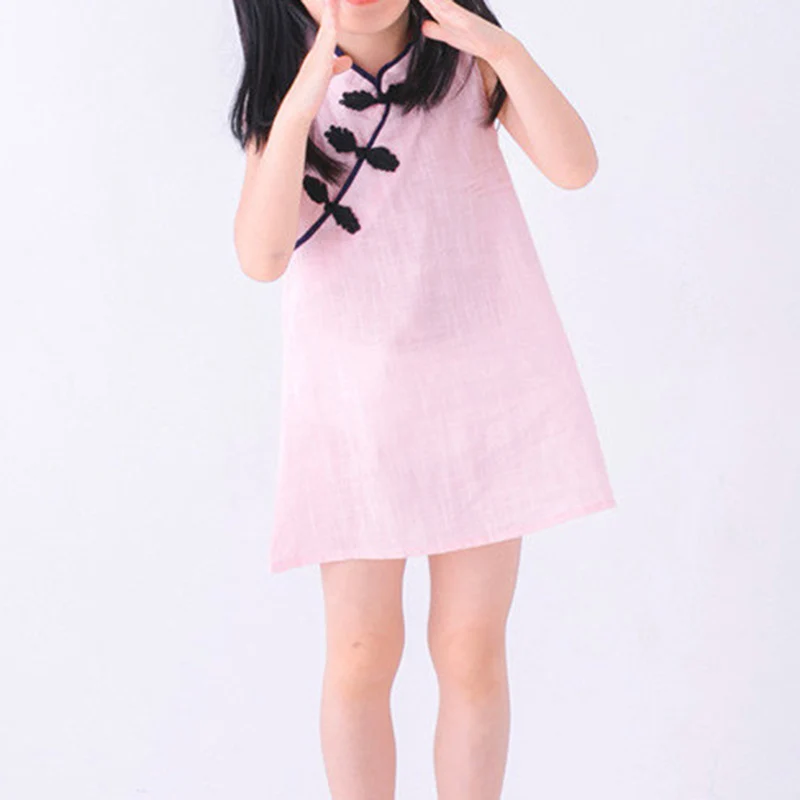 Детское платье-Ципао без рукавов на пуговицах | Детская одежда и обувь