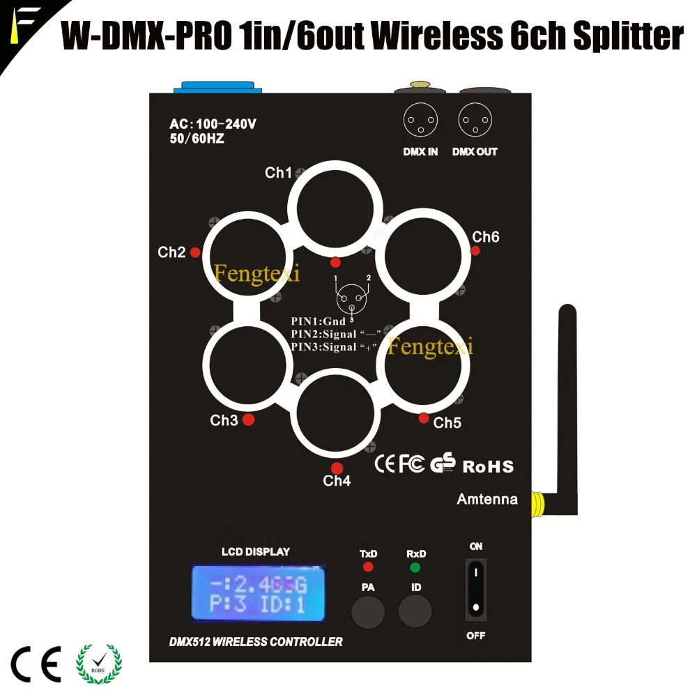 Сценическое освещение Беспроводной 6 DMX512 разветвитель 2,4 г 1 Вход 6 Выход сигнала 6CH способ DMX ЖК-дисплей сплиттер усилитель(висящего типа