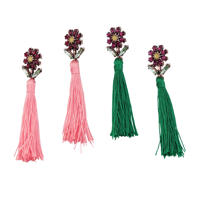 2019 новые розовые и зеленые серьги с кисточками акриловые цветы висячие кольца
