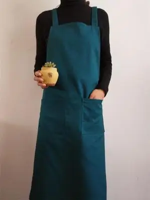Green Короткие женские фартуки унисекс для женщин и мужчин, фартук для уборки, фартук schort, коммерческий ресторанный домашний нагрудник delantal cocina, кухонный фартук - Цвет: Green
