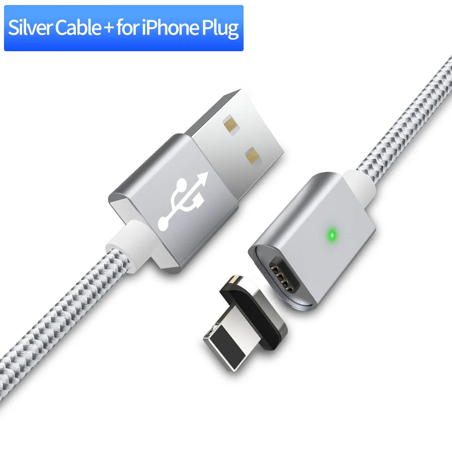 MANTIS Micro USB Магнитный кабель usb type C кабель для зарядки мобильных телефонов type-C USB-C кабель для iPhone huawei samsung Xiaomi 3A - Цвет: Silver for iPhone