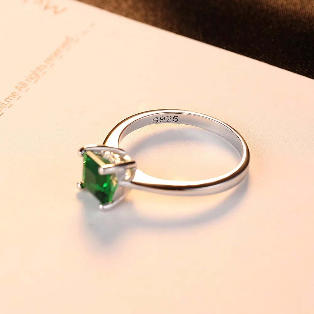 Женское кольцо из серебра 100% пробы с изумрудом|emerald womens rings|boutique jewelry100 silver |