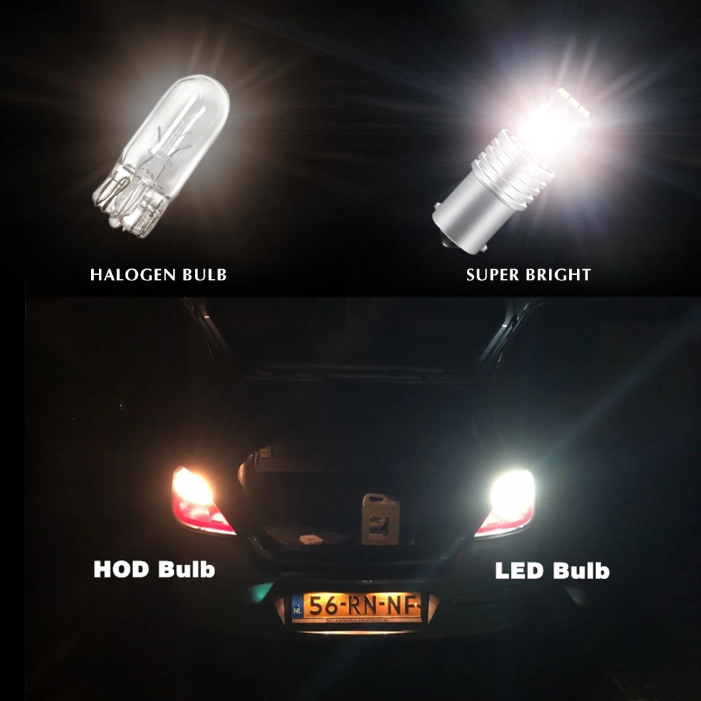 2 шт. p21w светодиодный 1156 ba15s лампы 1600Lm сигнала поворота Обратный Стоп R5W 3030 SMD