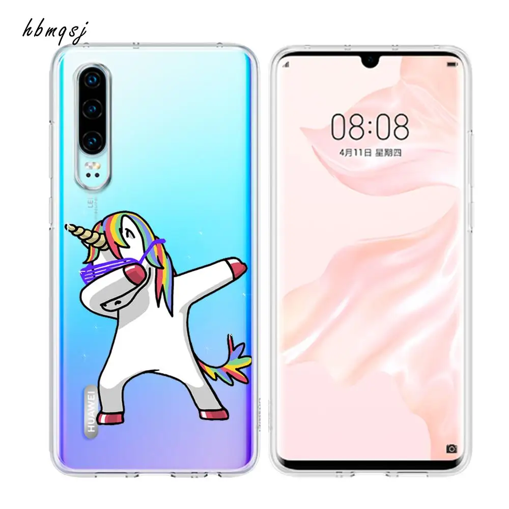 Милый чехол для huawei honor 8 lite p8 p9 2017 силиконовый мягкий из ТПУ с радужным единорогом