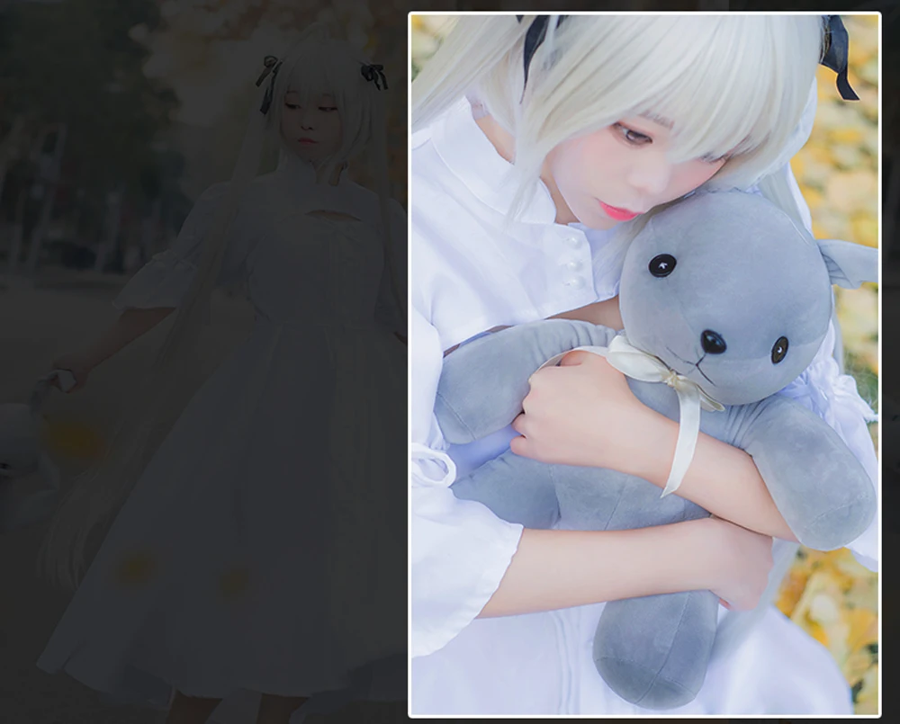 Высокое качество аниме маскарадный костюм kasugano Sora платья Yosuga no Косплей Сора Белый Лолита костюмы на заказ с париком кролик