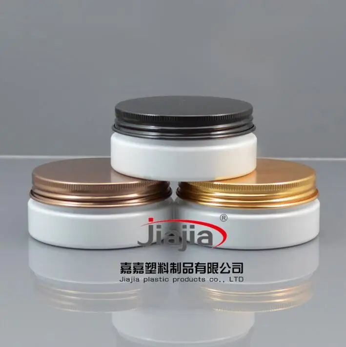 50 grams white PET Jar,Cosmetic Jar 50g white jar with gold/bronze/black aluminum Lid Make up Packaging Beauty Salon Equipment