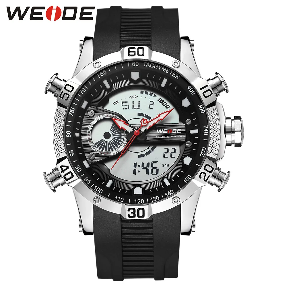WEIDE Модные и повседневные роскошные часы спортивные мужские цифровые из нержавеющей стали Кварцевые ЖК-аналоговые водонепроницаемые часы с будильником - Цвет: Бронза