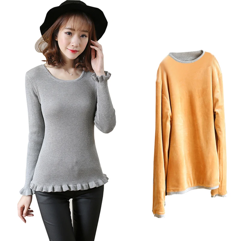 Плюс бархат утолщение пуловер свитер 2017 новые модели женщин культивируя