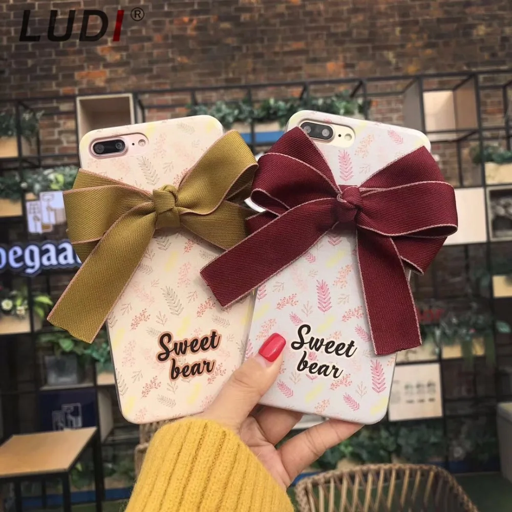 Чехол для телефона LUDI с милыми лентами и бантом iphone 7 6 s plus твердая задняя мягкая