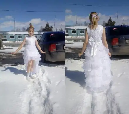 2017 New Wedding Party Formal Flowers Girl Dress Baby Pageant Dresses Birthday Cummunion Toddler Kids Tulle Custom | Детская одежда и