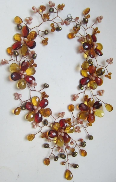 Женское колье с коричневым кристаллом ожерелье подвеской ювелирное изделие