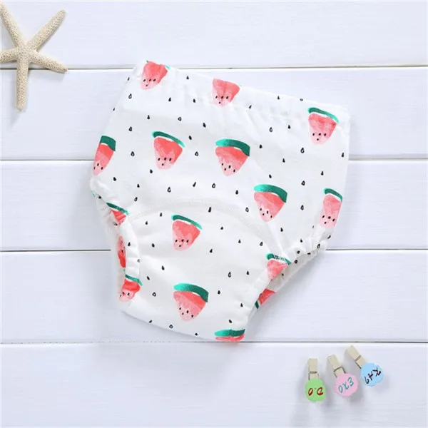 Watermelon Новые детские Подгузники многоразовые памперсы, тканевые подгузники крышка подгузник моющийся носки до колена для новорожденных и подросткового возраста из хлопка, штаны трусы нижнее белье 4 слойные - Цвет: Watermelon