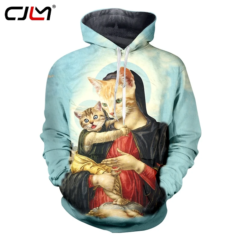 

CJLM Polyester Pullover Man Hip Hop Wizard Of Paws Cat Hoodies 3D Printed Punk Free Shipping Clothing
