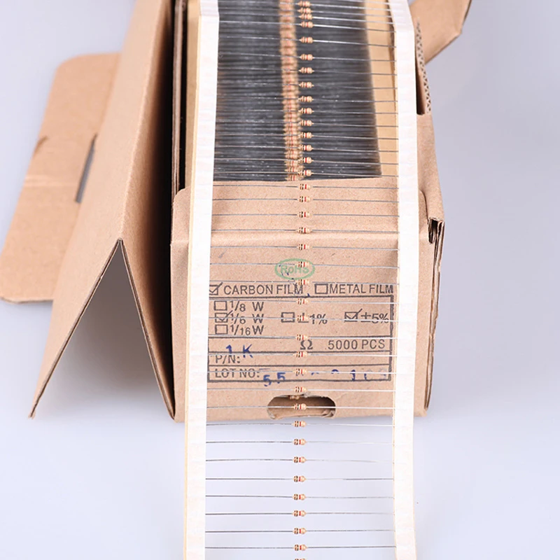 

1/8W 122Valuesx10Pcs=1220Pcs 0.33R~4.7M 5% Carbon Film Resistor Kit BOX