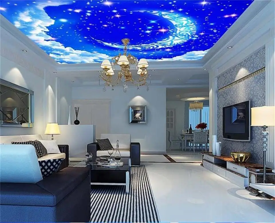 3d wallpaper custom photo mural Beautiful dream star moon clouds zenith ceiling room for wall non-woven | Обустройство дома