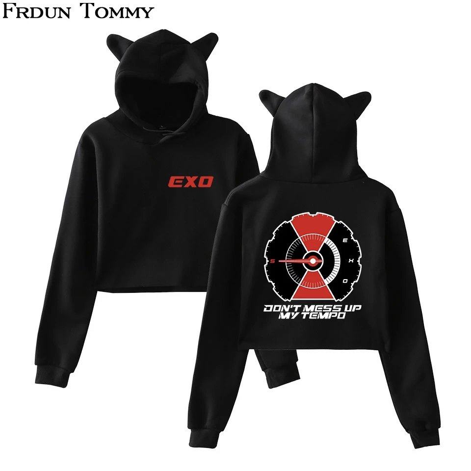 EXO толстовка с кошачьими ушками Kpop Harajuku толстовки женские модные длинным рукавом