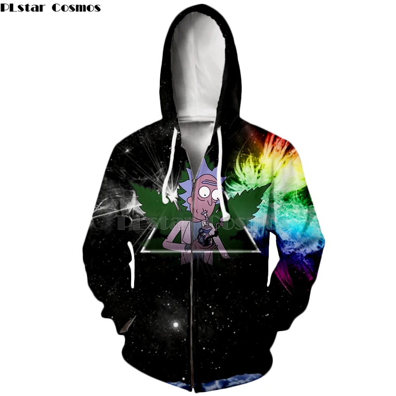 Новинка, 3D zipHoodies, Рик и Морти, Толстовка для мужчин и женщин, Забавный мультяшный принт, толстовка с капюшоном, Конопляный лист, травка, Харадзюку, хип-хоп, улица-12