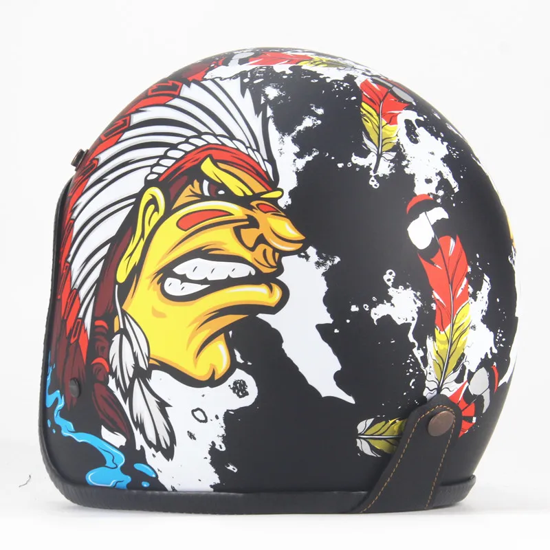Мотоциклетный шлем из искусственной кожи с открытым лицом винтажный