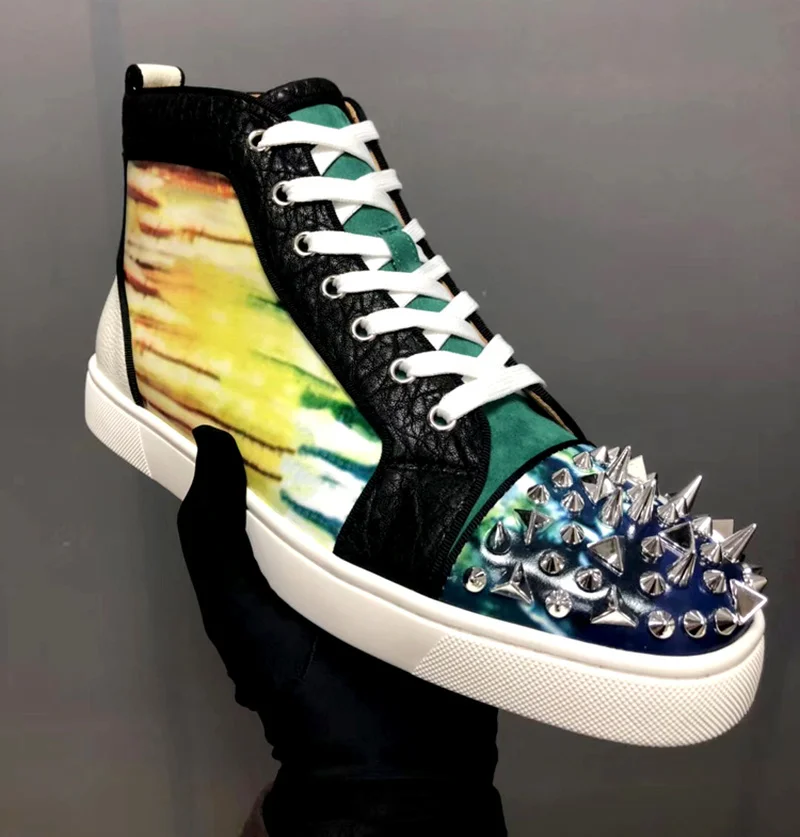 Мужские лесные радужные цвета на шнуровке высокое качество грязные заклепки