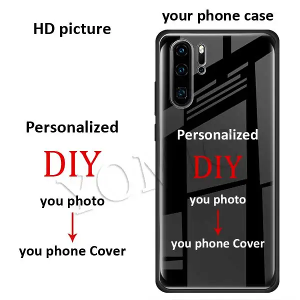 DIY Чехол для телефона с закаленным стеклом для huawei P30 Pro P10 P20 P30 Lite mate 10 20 Pro Honor 20 Pro 8X - Цвет: DIY