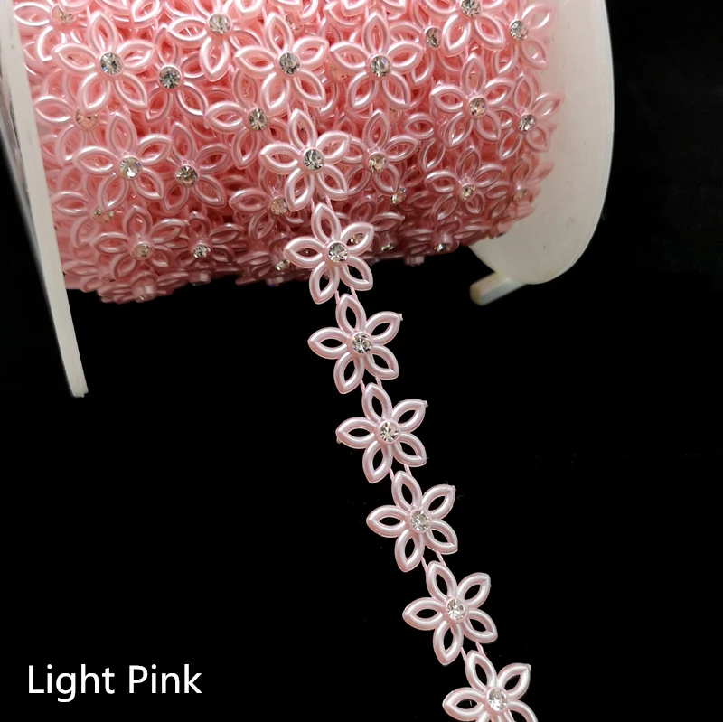 Light Pink 1 ярд 15 мм стразы на цепочке с кристаллами пришить на планки свадебное платье костюм с аппликацией - Цвет: Light Pink
