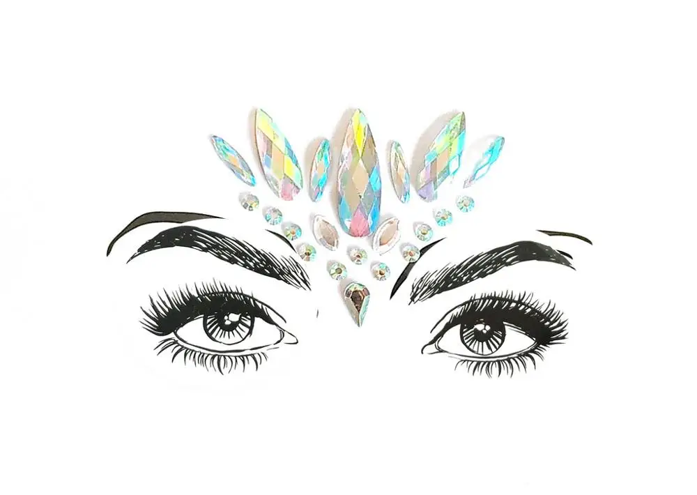 Акриловая полимерная мозаика, наклейка Bindi ручной работы в богемном и этническом стиле, украшение для лица и глаз, украшение на лоб, наклейка - Цвет: 018