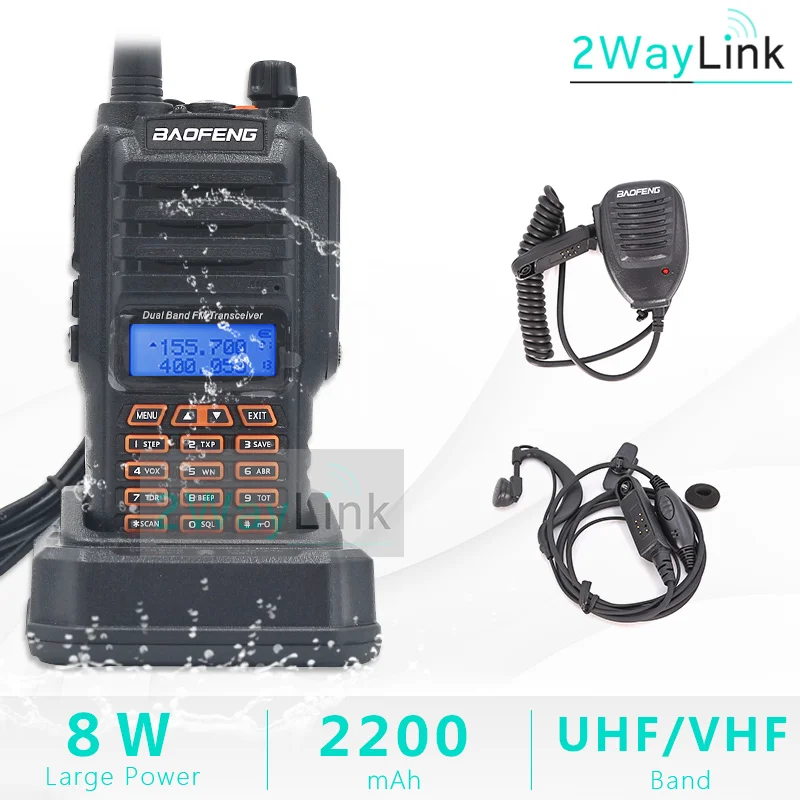 Add Headset-Mic 8 Вт Baofeng UV-9R IP67 водонепроницаемый двухдиапазонный 136-174/400-520 МГц Ham Радио рация 10 км UV-9R плюс UV-XR BF-A58 серии UV 9R - Цвет: Add Headset-Mic