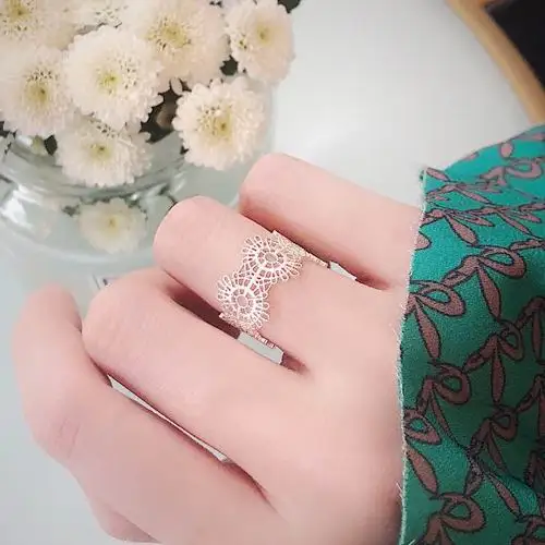 Женское ажурное кольцо MENGJIQIAO новые популярные открытые кольца с кружевом