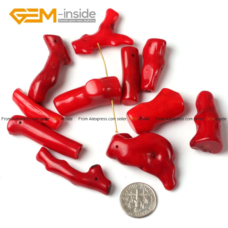 Ветка коралловых бусин для изготовления ювелирных изделий 30-40 мм красные шарики