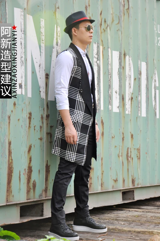 Новинка 2017 осенняя мужская длинная верхняя одежда длинный дизайнерский