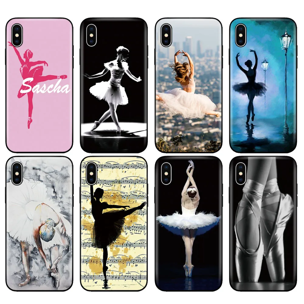 Черный чехол из ТПУ для iphone 5 5s SE 2020 6 6s 7 8 plus x 10 XR XS 11 pro MAX балетная танцевальная