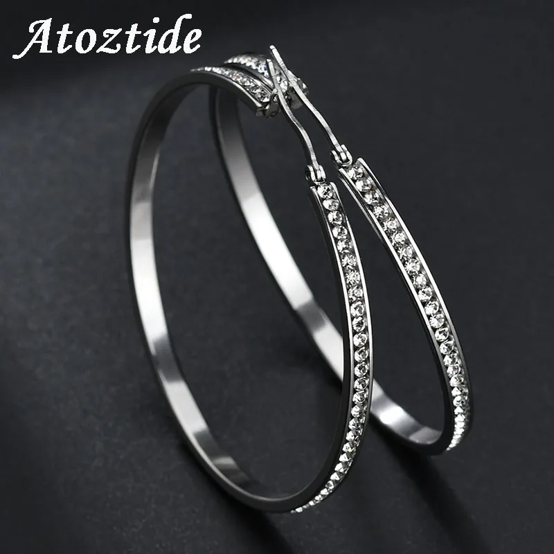 Atoztide Новое поступление серьги кольца из нержавеющей стали с большими