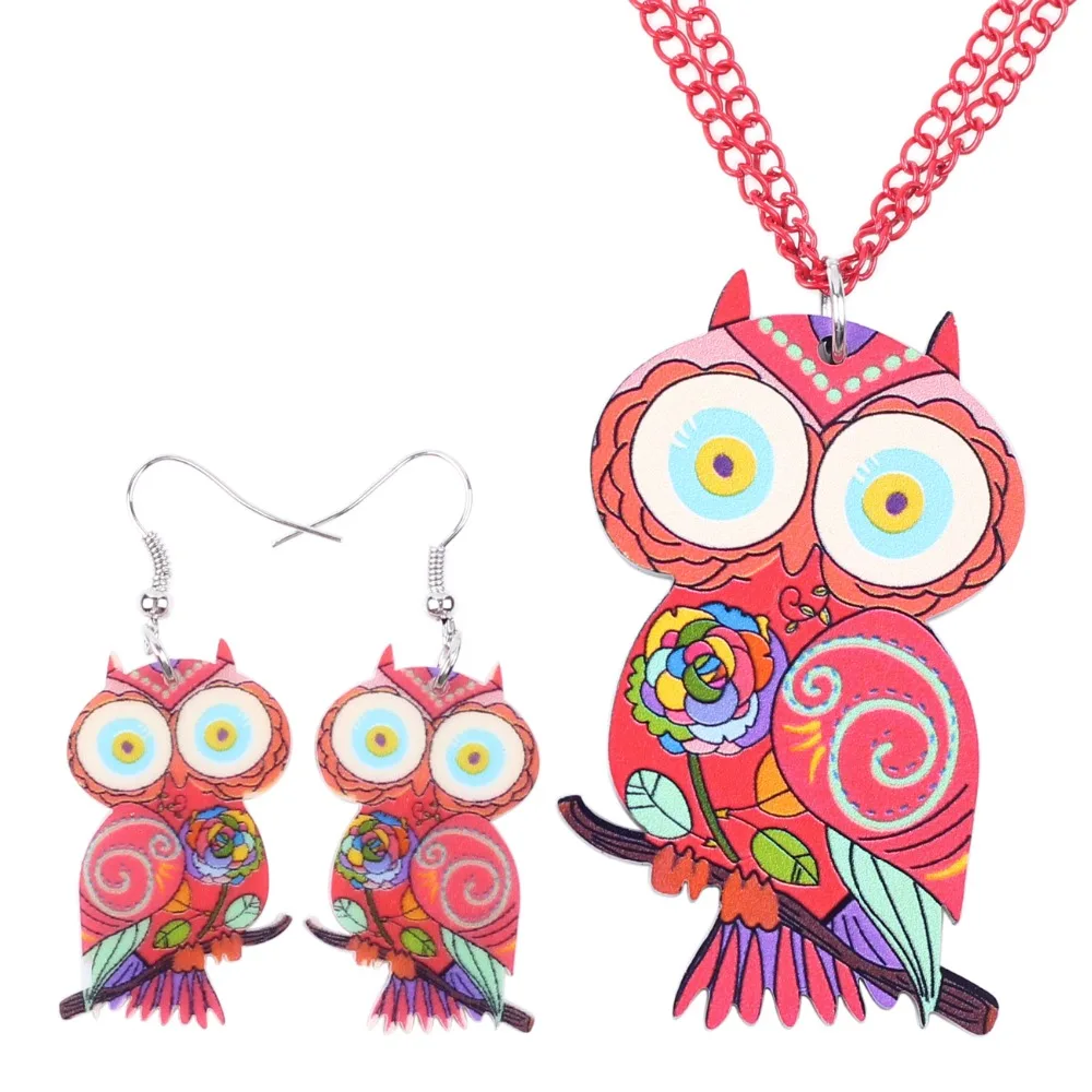 Женский акриловый набор украшений Bonsny в виде совы ожерелье серьги чокер с